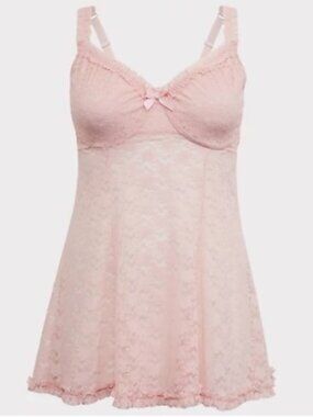 Torrid NWT Women's Light Pink Lace Underwire Babydoll Size 3